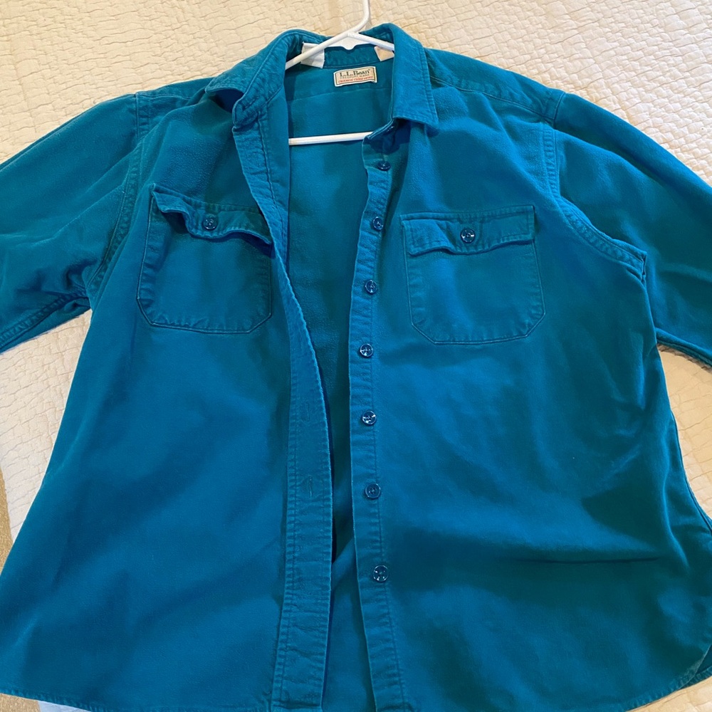 Vintage L.L. Bean Teal Chamois Cloth Shirt